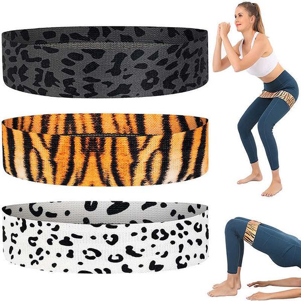 Banda de resistencia Estampado de leopardo Deportes Fitness Antideslizante Elástico Gimnasio Tire de la cuerda Inicio Dibujar Yoga Pilato Pierna Ejercicio Hip Train H1026