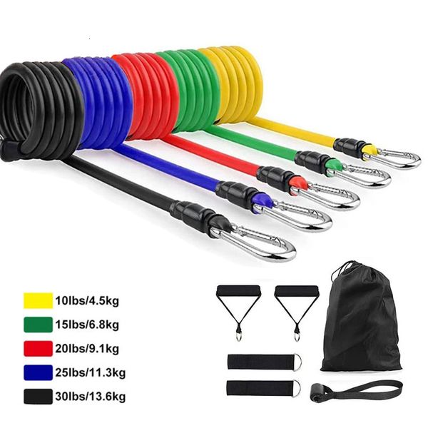 Bandes de résistance 11 pièces de sangle de tube ensemble fitness yoga gym tirer corde exercice formation à domicile ancre porte extenseur avec cheville 230617