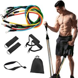 Weerstand Bands 11 stks / set Tube Yoga Fitness Gym Apparatuur Oefening Pull Touw Home Elastische Back Muscle Strength Training H1025