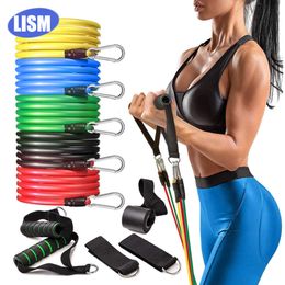 Bandes de résistance 11pcsSet Latex Set Exercice Yoga Tube Pull Corde Fitness Sport Caoutchouc Élastique Muscle Musculation 230307