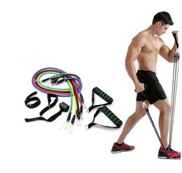 Bandas de resistencia 11PcsSet Tubo de látex Yoga Fitness Gym Equipment Ejercicio Pull Rope Home Elastic Back Muscle Strength Training 230612
