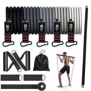 Weerstandsbanden 200 lbs weerstandsbanden set met fitnessbar training gym trektouw yoga latex buis sport elastische oefenapparatuur voor thuis 230727