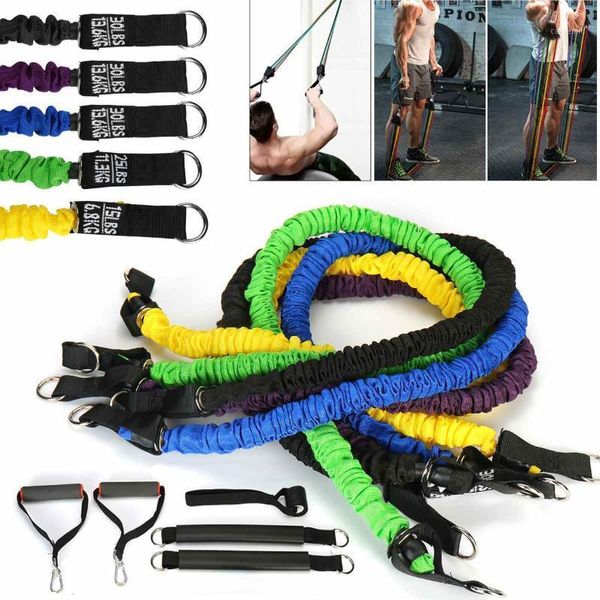 Bandas de resistencia 35-150LB Conjunto de tubos de cuerda para hacer ejercicio profesional Ejercicios Expansor de goma Entrenamiento de yoga Entrenamiento para dama y hombre