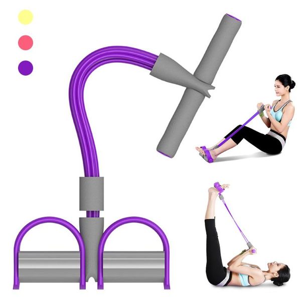 Bandes de résistance 4 Tubes Multifonctionnel Jambe Exerciseur Tirer Corde Équipement D'entraînement Musculation Accessoire Pédale Bande