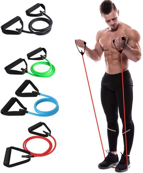 Bandes de résistance 5 niveaux avec poignées Corde de traction de yoga Bande de tube d'exercice de fitness élastique pour les entraînements à domicile Musculation 230614