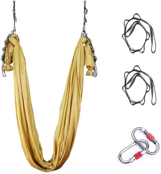 Bandas de resistencia 528 m Hamaca de yoga aérea Conjunto Fitness Estiramiento Antigravedad Swing Sling Cinturones de inversión Incluyen Daisy ChainCarabiner 231024