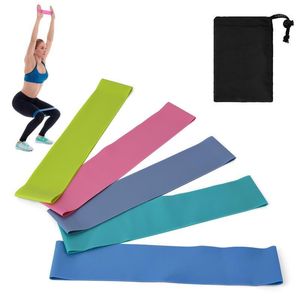 Weerstandsbanden 5 stks Loop met opbergzak Elastische buitband ingesteld voor Yoga Fitness Home Gym Training Portable Accessoires