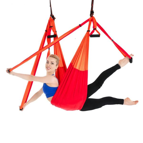 Bandas de resistencia 6 manijas Hamaca de yoga aérea Flying Swing Antigravedad Pilates Ejercicios de inversión Dispositivo Inicio GYM Cinturón colgante 20 colores 231024