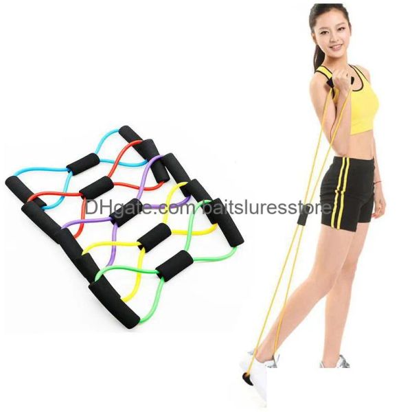 Bandas de resistencia 8 en forma de fitness Bucles de goma elásticos Látex Pl Cuerda Deportes Expander Band Yoga Pilates Cinturón Drop Entrega al aire libre S Dh93W