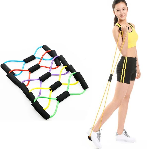 Bandes de résistance en forme de 8, boucles élastiques en caoutchouc, corde de traction en Latex, bande d'extension en caoutchouc pour Yoga, Pilates, ceinture de Fitness