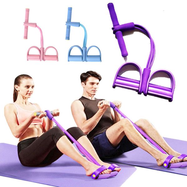 Bandes de résistance Fitness Gum 4 Tube Latex Pédale Exerciseur Situp Pull Corde Expander Élastique Yoga équipement Pilates Workout 230614