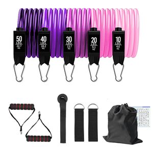 Resistance Bands Fitness Set Yoga 5 Tube Workout Thuis Oefening met Deur Anker Handgrepen Enkelbandjes Gym Apparatuur 230617