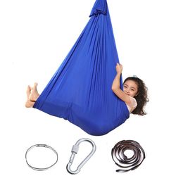 Weerstandsbanden Kinderen volwassen Katoen Outdoor Indoor Swing Hangmat voor knuffelen tot sensorische kindertherapie Zacht elastisch pakket Steady Seat Swing 230617