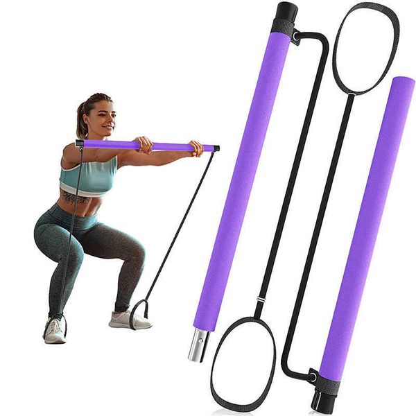 Bandes de résistance Barre de bâton de Pilates Barre de bande de résistance Gym à domicile Tiges de traction portables Bandes de bâton extensibles Fitness Extracteur de corde HKD230710