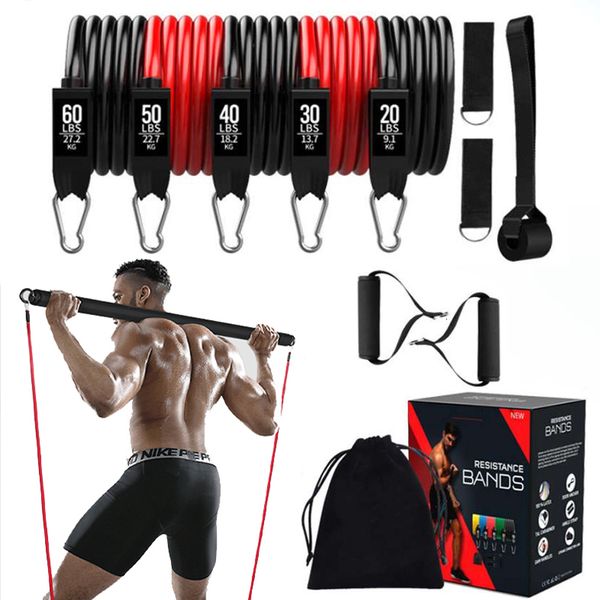 Bandes de résistance Portable Pilates Bar Kit avec Fitness Stick Home Gym Bodybuilding Élastique Équipement D'entraînement 230307