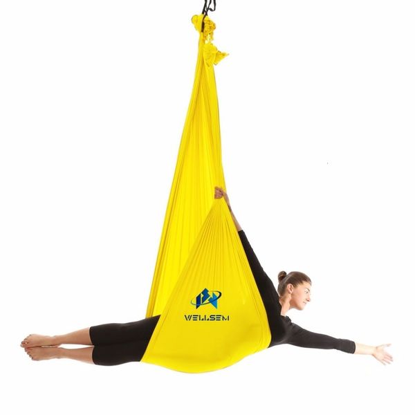 Bandes de résistance Top Aérien Yoga Soie Flying Swing AntiGravity Hamac Tissu Dispositif de traction Fitness pour la maison et le stade 230203