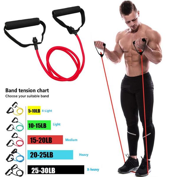 Bandes de résistance avec poignées Corde de traction de yoga Bande de tube d'exercice de fitness élastique pour les entraînements de gym à domicile Entraînement de force 5 niveauxRésistance