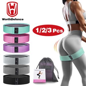 Weerstandsbanden Worthdefence 1/2/3PCS elastische rubberen banden set voor vrouwen Fitness Gym Home Resistance Booties Band Hip Circle Expander Workout 230620