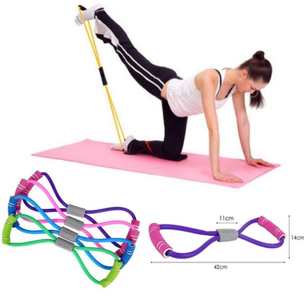 Bandes de résistance Yoga gomme Fitness 8 mots extenseur de poitrine corde entraînement musculaire en caoutchouc élastique pour la résistance à l'exercice sportif