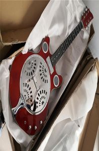 Resonator elektrische gitaar rode roestvrijstalen body rosewood vaterbord 6 strings2727770