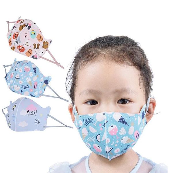 Enfants Masques Enfants Glace Soie Bouche Respirateur Antipoussière Protecteur Gaze Masque Respirant Réutilisable Masques Visage Dessin Animé Bouche Masques Visage LSK339