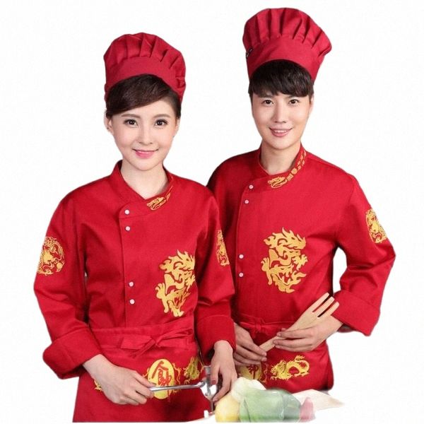 Restaurant Uniforme Hôtel Chef Veste Service Alimentaire Lg Manches Brodé Cuisine Cuisinier Porter Pour Hommes Et Femmes D2FS #