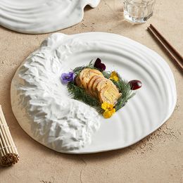 Restaurante gerechten Individualiteit Keramische voorgerechten Onregelmatige Witte Pates Duurzaam Design Vajilla Matte Porcelanas