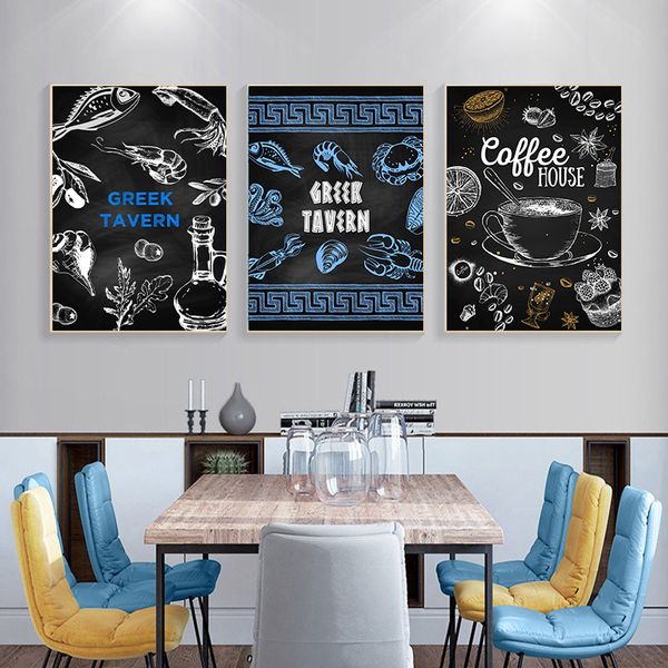 Restaurant Blackboards Affiches Sushi Burger Food House Canvas Peinture HD Print Art mural abstrait pour salle de cuisine décor