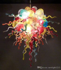 Restaurant geblazen glazen bal kroonluchter kleuren nieuwste moderne kristallen kunstenaar gemaakt aangepaste hoge plafondlamp te koop