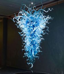 Restaurant Decoratie Spoel Mount hanglamp Modern blauw gekleurd geblazen glas kroonluchter goedkope hangende lamp