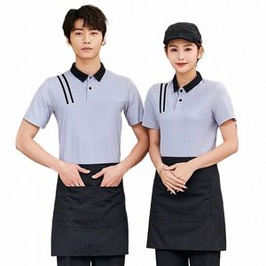 Restaurant Drink Ober werkkleding Dames met korte mouwen Fast Food Hamburger Hamburger Hot Pot Milk Tea Barbecue Restaurant T-shirt Printing E6NF#