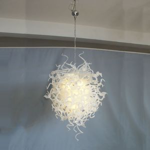 Restaurant huishoudelijke kroonluchter geblazen glas witte kristallen hanglamp creatieve persoonlijkheid slaapkamer ronde lampen 32 bij 40 inches