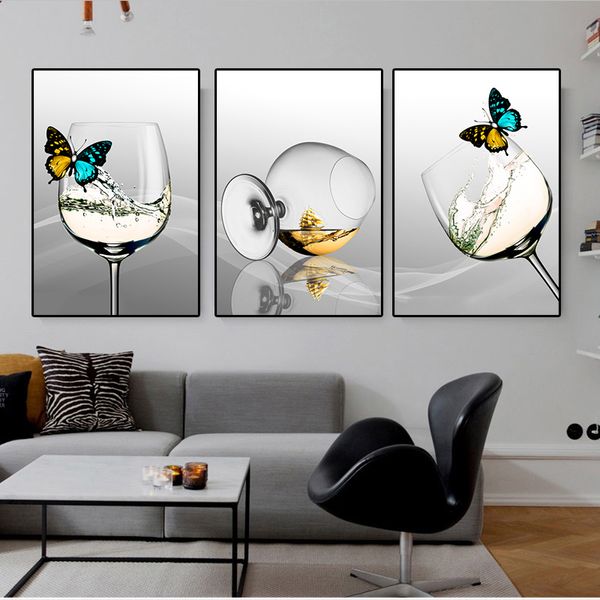 Restaurant cuisine Boblet papillon Art Cuadros peinture décorative sans cadre photos imprimées sur toile décor de maison moderne