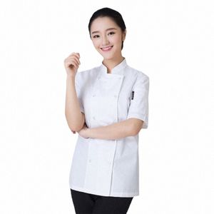 Restaurant mannen Chef Shirt Hoge Kwaliteit Keuken Werk Uniform Korte Mouwen Hotel Kok Jas Koffie Winkel Ober Werkkleding L5IP #