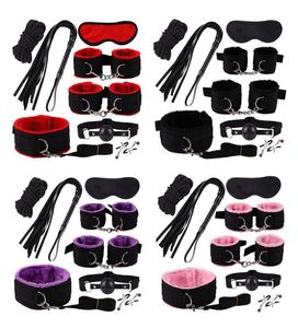 Contraintes pour le sexe PALOQUETH 10 pièces jouets BDSM ensembles de Bondage en cuir Kits de retenue choses sexuelles pour Couples4814500