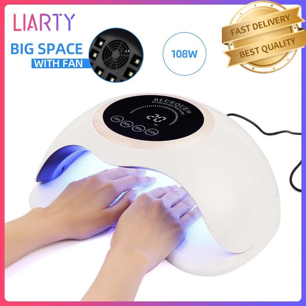 Lámpara de uñas UV/LED de 108W con cuentas de 54 piezas Big Space Dos manos secador de uñas para secar todo el sensor de gel Sunv4 Manicura de arte de uñas