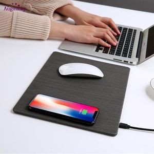 Repose 2018 téléphone portable Qi chargeur sans fil tapis de souris tapis de souris en cuir PU pour iPhone X/8 Plus Samsung S8 Plus/Note 8