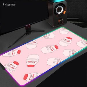 RESTS 900X400 MICLE ROKE Strawberry Milk RGB GRAND GAMING MOUSE PAD LED LEDPAD MOUSEPAD GAMER GAMER ORDERNE BURAT TABLE TAP TAPE POUR FILLE
