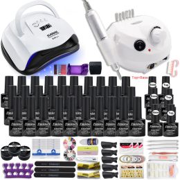 Rustt 90W nagellamp Geschenk set met 30 kleuren nagelgel Pools Set Manicure Set Acryl Nagel Kit met hoogwaardige 20W nagelboor Hine