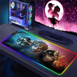 Rustt Age of Empires Backlit Gaming Mouse Pad Game LED RGB Toetsenbordmat Muispad Gamer PC Accessoires Bureau Protector Deskmat MAUSE