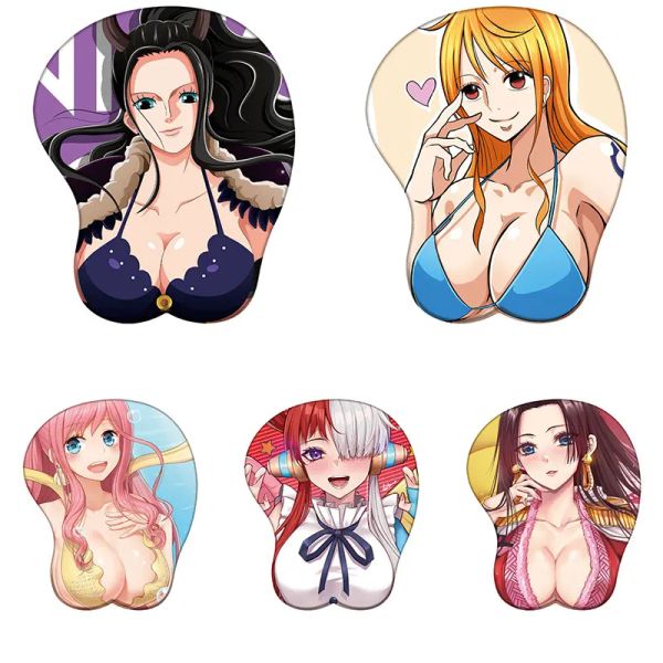 Reste anime One Piece 3D Support de poignet Pad Nami Robin Uta Han Yamato Silicone Mousepad Sexy Chest 3D REST MATE DE MONDE DE MONDE