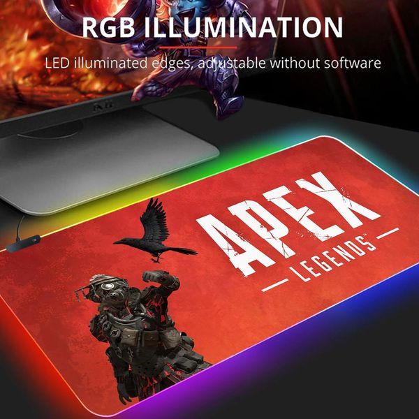 Rests Apex Legends-alfombrilla de ratón RGB de Anime, alfombra para jugadores de juegos, alfombrilla para ratón, placa de ordenador, almohadillas para juegos, teclados, periféricos de oficina