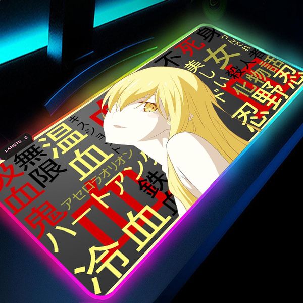 Repose Bakemonogatari Shinobu Oshino RVB Grand Tapis de Souris de Jeu Tapis étendu Tapis rétroéclairé Souris de Jeu pour Tapis de Bureau d'ordinateur Tapis de Souris