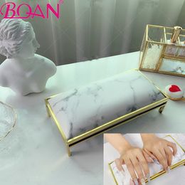 RESTS BQAN PU Cuir Marble Table Oreiller Nail Poudeur de coussin à main