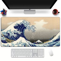 RESTS Computer Art Mouse Pad Japón La gran ola de Kanagawa Gaming Mousepad jugador XL goma otaku keyboard almohadilla de la computadora portátil