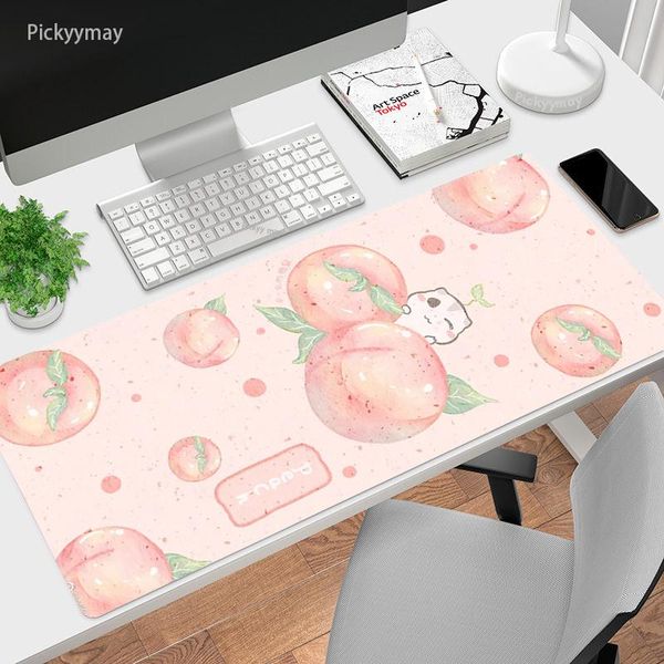 Descansa lindo melocotón XXL alfombrilla de ratón grande alfombrilla para escritorio de ordenador alfombra de oficina teclado Rosa Kawaii PC alfombrillas de ratón fruta Mause alfombras fresa