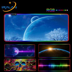 Rests gaming computer cartoon mousepad rgb led grote muis pad gamer xxl muis tapijt gloed big Muse pad pc pc -bureau speelmat met achtergrondverlichting