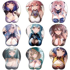 Resteert Genshin Hutao Shenhe Yelan Eula 3D Siliconen Mousepad Genshin Impact Pols Support Mouse Pad Anime Sexy Oppai Pols Rest MousePad