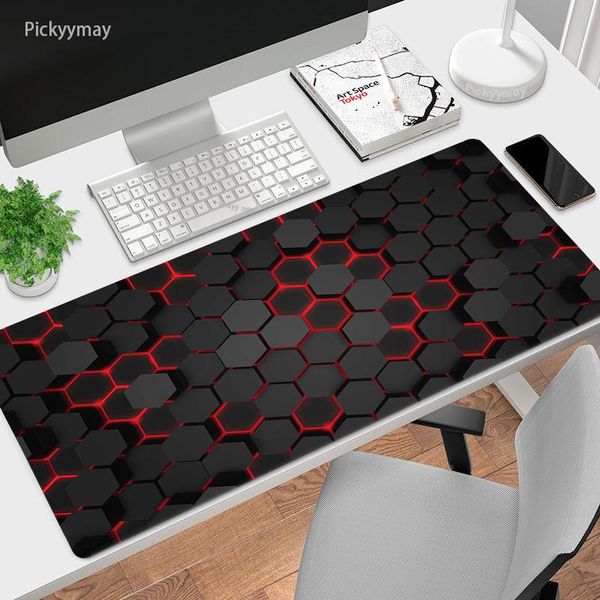 Repose tapis de souris géométrique bureau impression HD grand ordinateur Gamer bord de verrouillage tapis de souris XXL clavier Pc souris tapis de bureau en caoutchouc tapis de souris