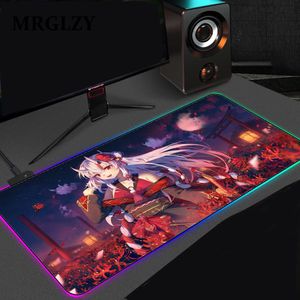 Rustt Hololive Nakiri Ayame Led Light Gaming Mouse Pad RGB Grote toetsenbord Niet -slip Rubberen Computer Tapijt Desk MAT PC Game Mouse Pad